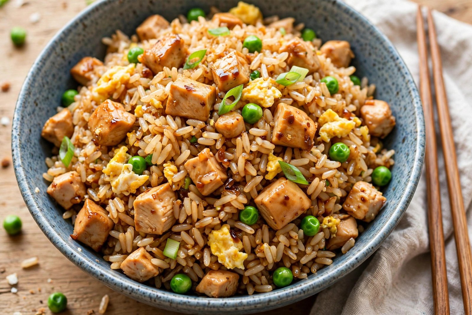 Chicken fried rice close-up